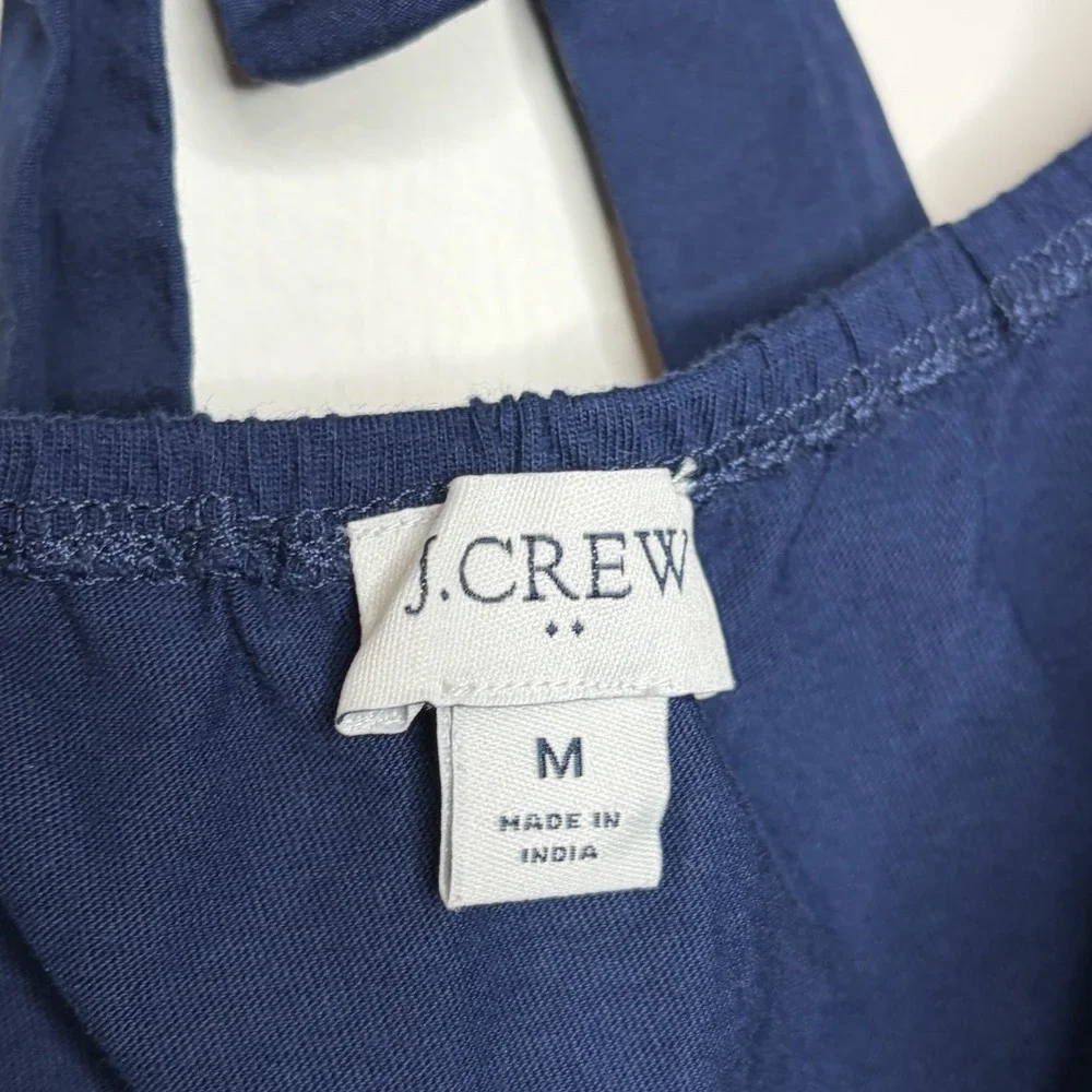 J Crew Eyelet Puff Sleeve Top Navy Womens Size M Nautical Preppy Fisherman